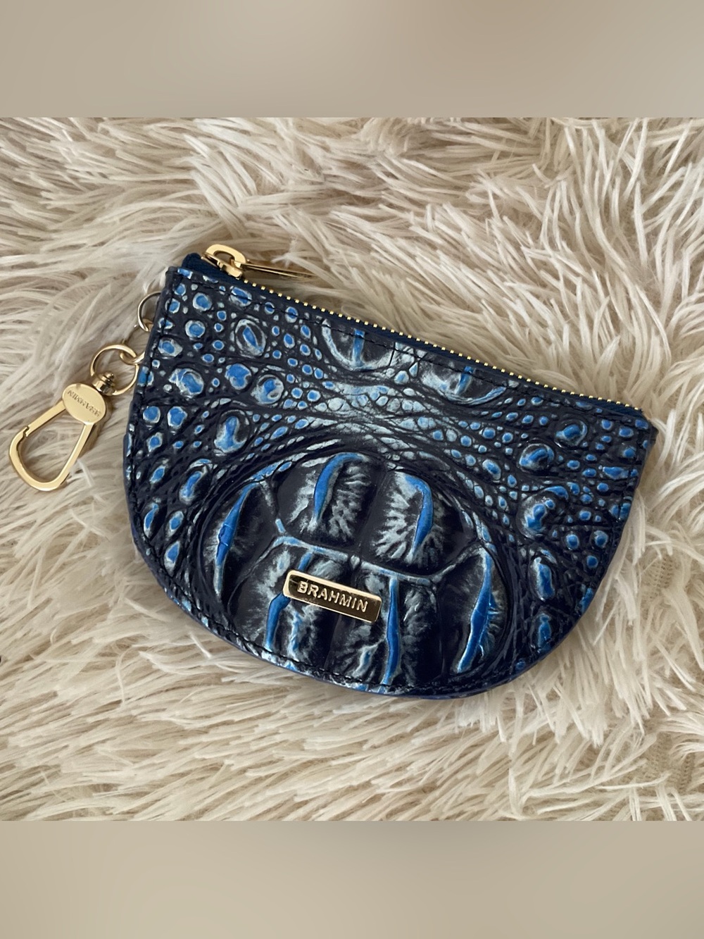 Brahmin Britt Coin Purse Kyanite Melbourne Blue Leather Bag Charm